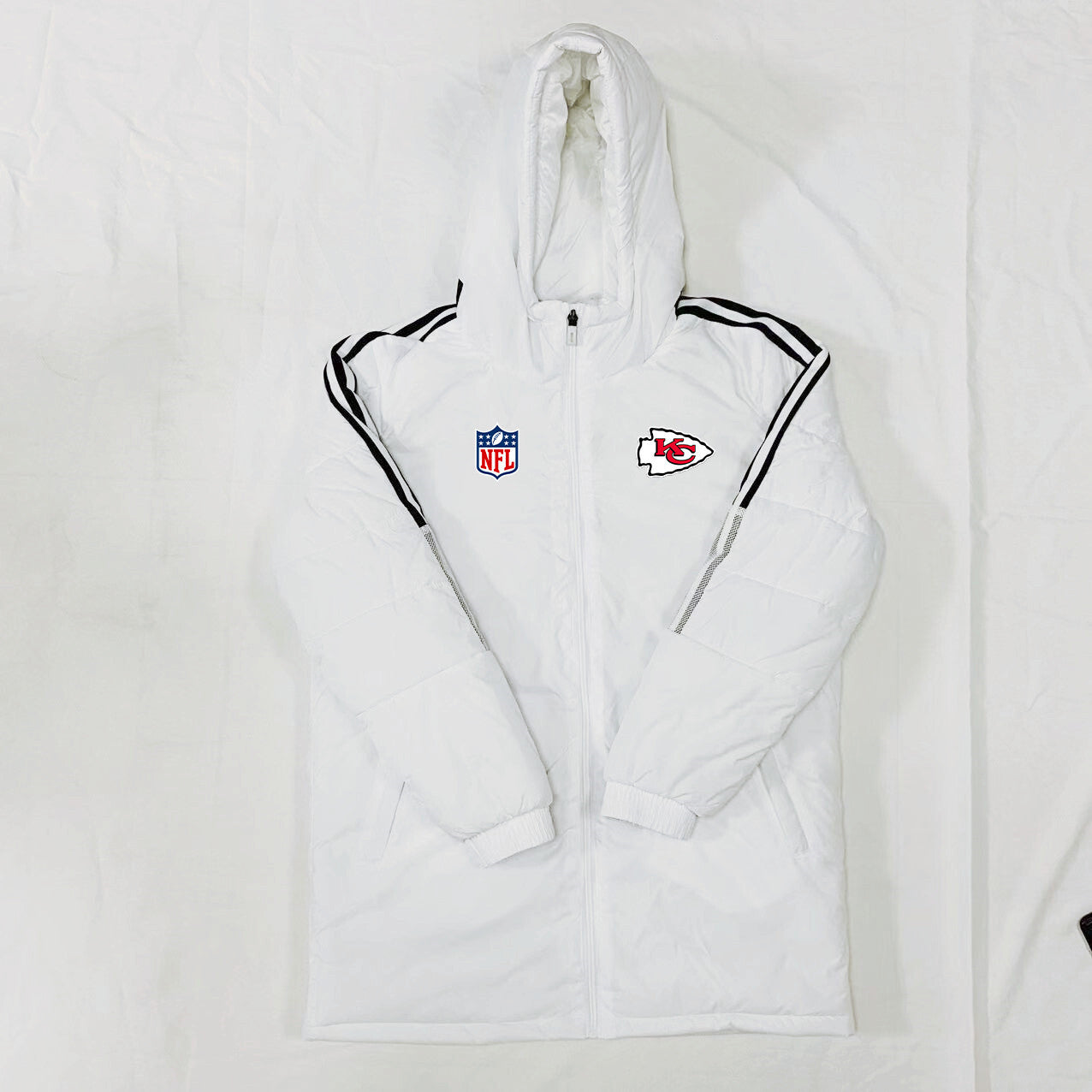 Kansas City Chiefs Black Stripes Coat Down Jacket - White