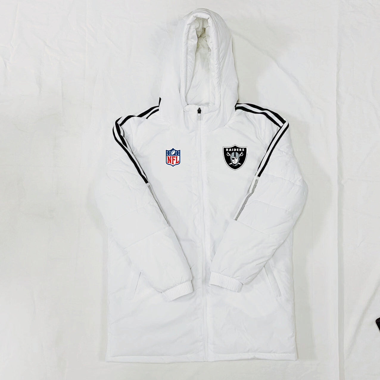 Las Vegas Raiders Black Stripes Coat Down Jacket - White