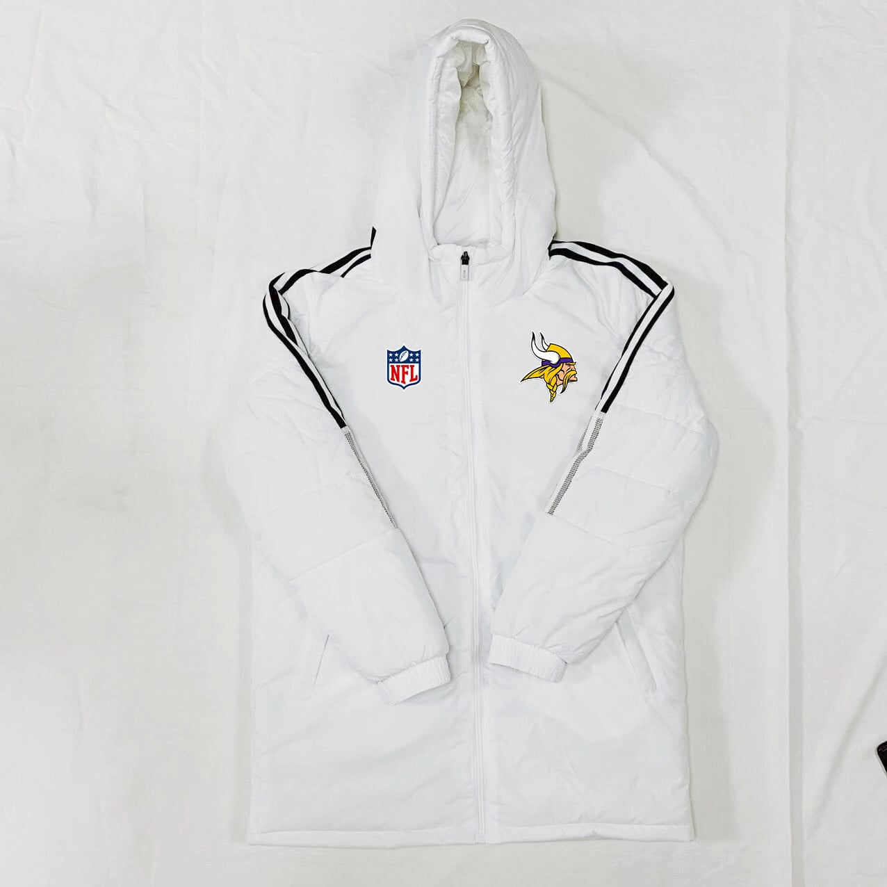 Minnesota Vikings Black Stripes Coat Down Jacket - White