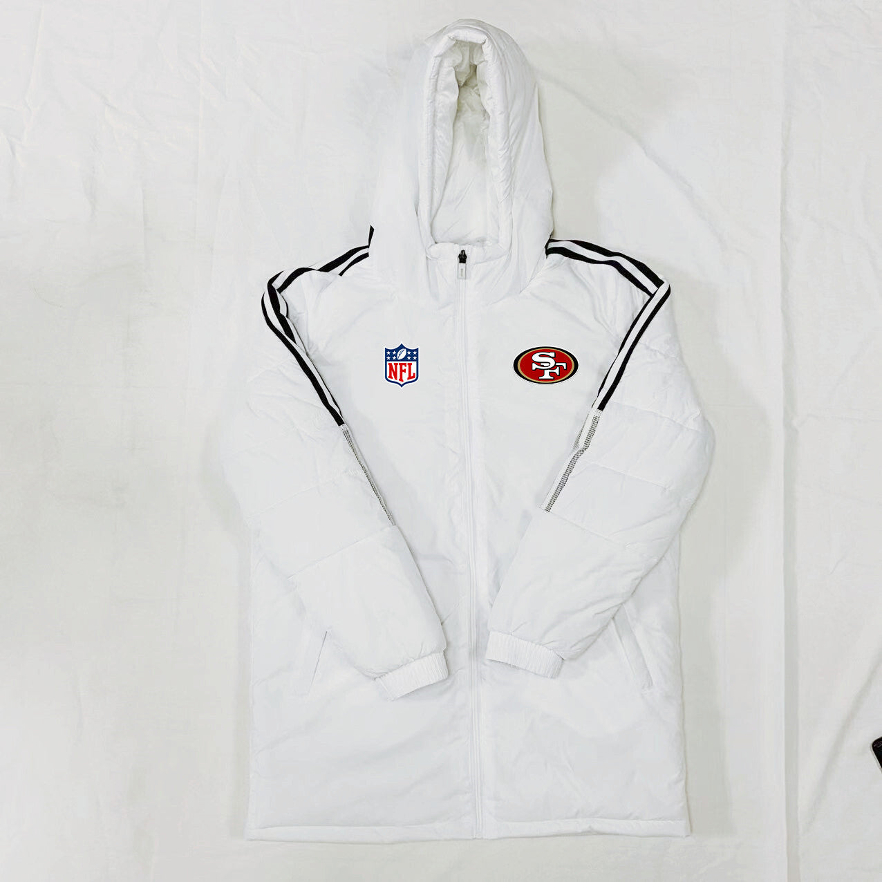 San Francisco 49ers Black Stripes Coat Down Jacket - White