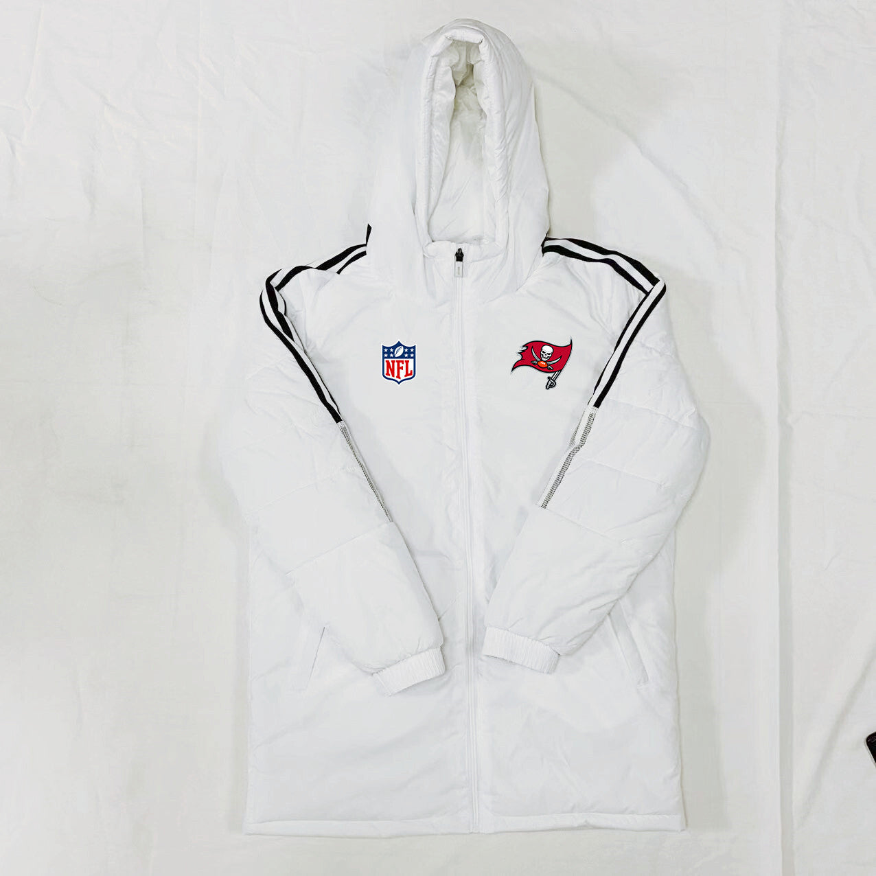Tampa Bay Buccaneers Black Stripes Coat Down Jacket - White