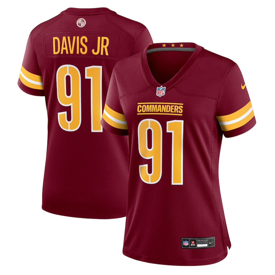 Carl Davis Jr. 91 Washington Commanders Women's Team Game Jersey - Burgundy