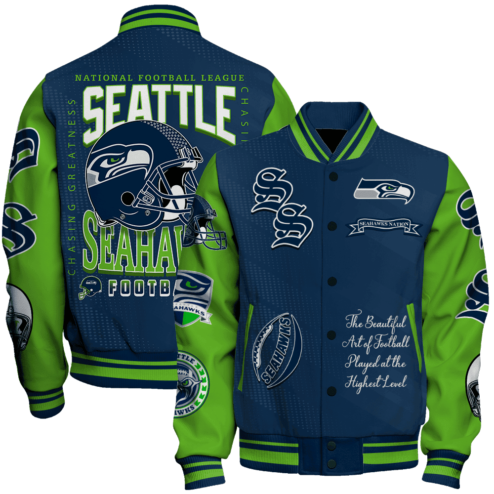 Seattle Seahawks NFL 2024 American Football Conference Unisex Varsity Jacket V3 - All-Over-Printed Jacket