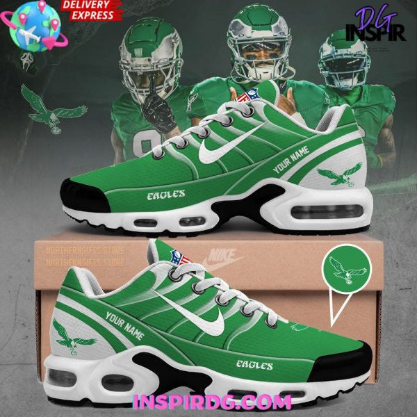 Philadelphia Eagles Kelly Green Custom Name TN Shoes Sneakers For Men And Women