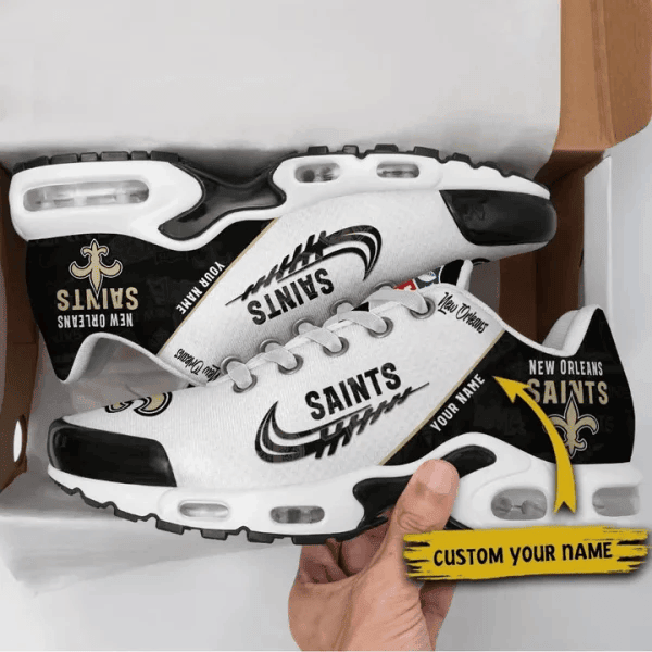 New Orleans Saints Custom Name TN Shoes Sneakers For Men And Women - Black