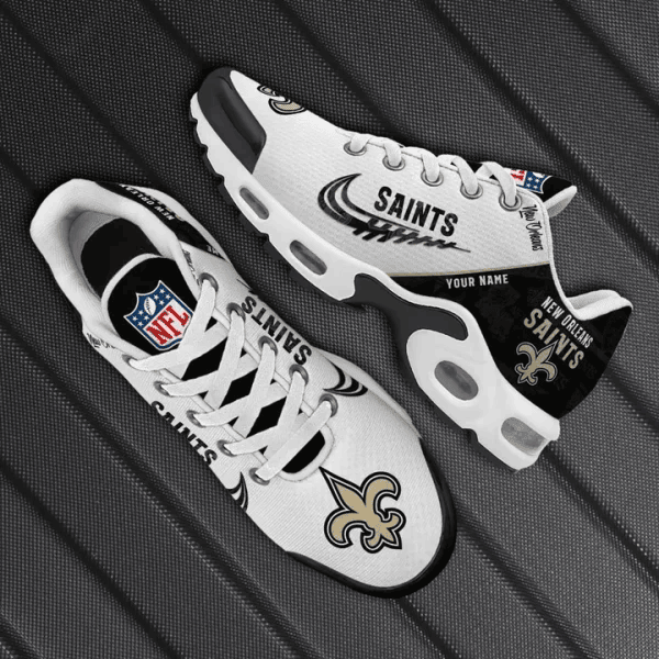 New Orleans Saints Custom Name TN Shoes Sneakers For Men And Women - Black