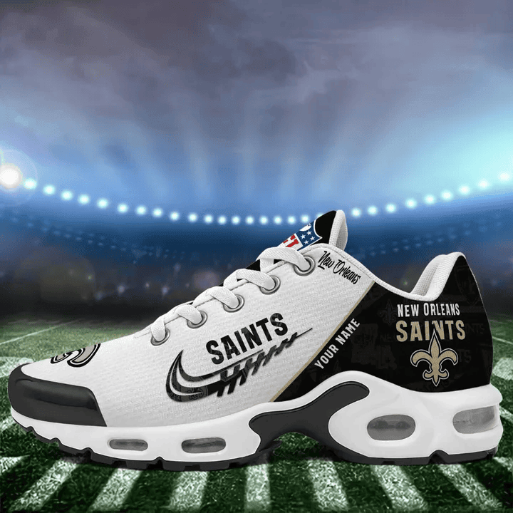 New Orleans Saints Custom Name TN Shoes Sneakers For Men And Women - Black