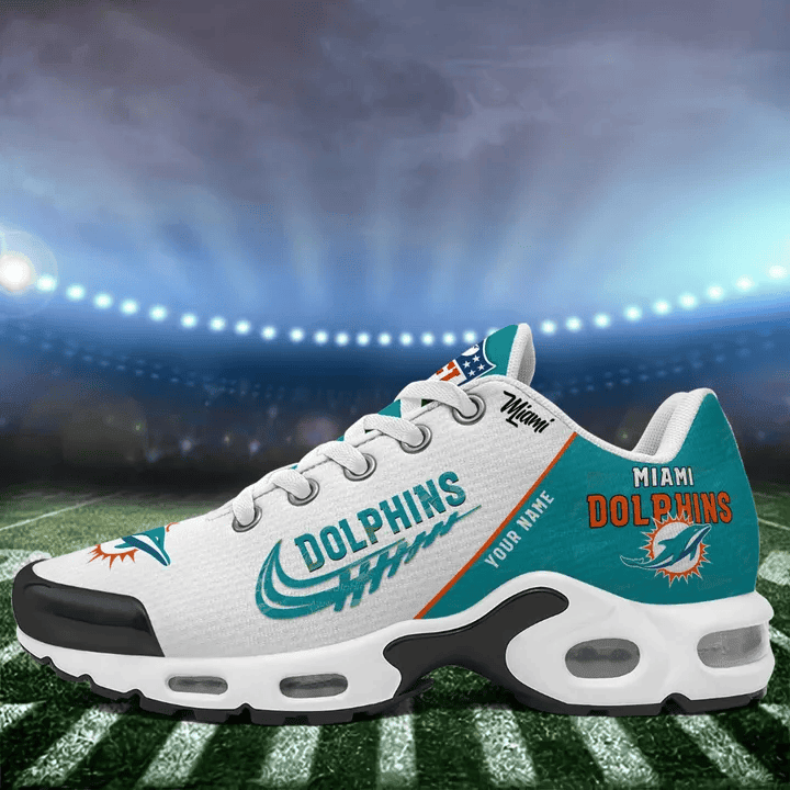 Miami Dolphins Custom Name TN Shoes Sneakers For Men And Women - Aqua