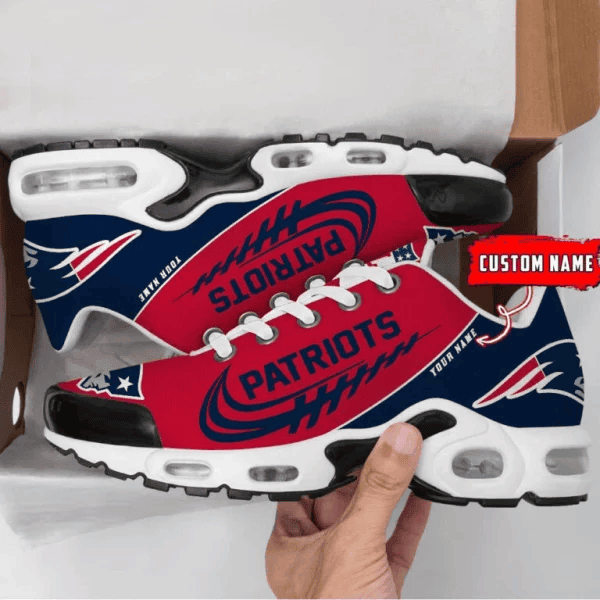 New England Patriots Custom Name Air Max Shoes Sneakers For Men And Women - Navy