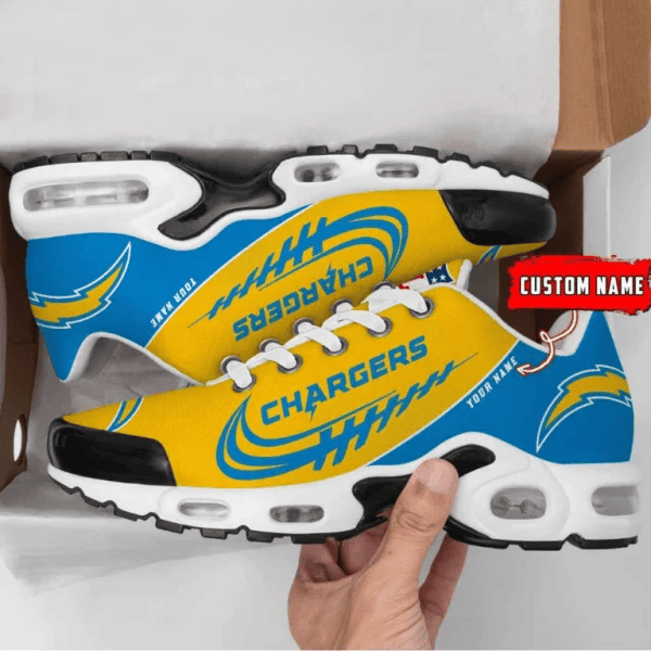 Los Angeles Chargers Custom Name Air Max Shoes Sneakers For Men And Women - Blue/Yellow
