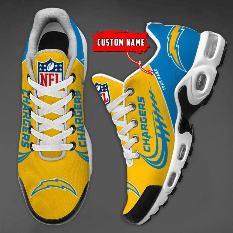 Los Angeles Chargers Custom Name Air Max Shoes Sneakers For Men And Women - Blue/Yellow