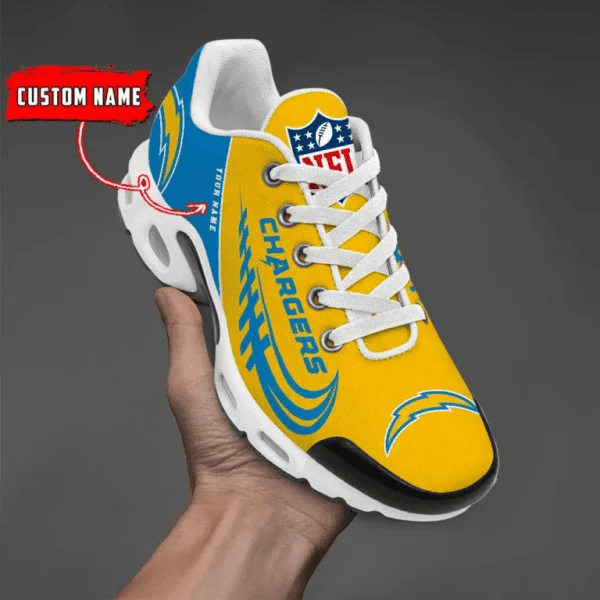 Los Angeles Chargers Custom Name Air Max Shoes Sneakers For Men And Women - Blue/Yellow