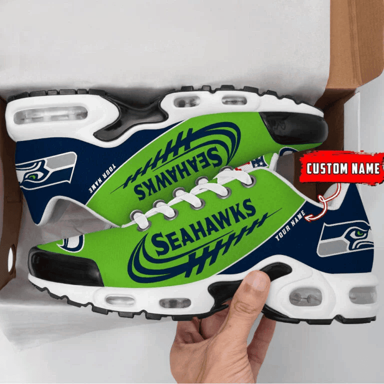 Seattle Seahawks Custom Name Air Max Shoes Sneakers For Men And Women - Navy/Green
