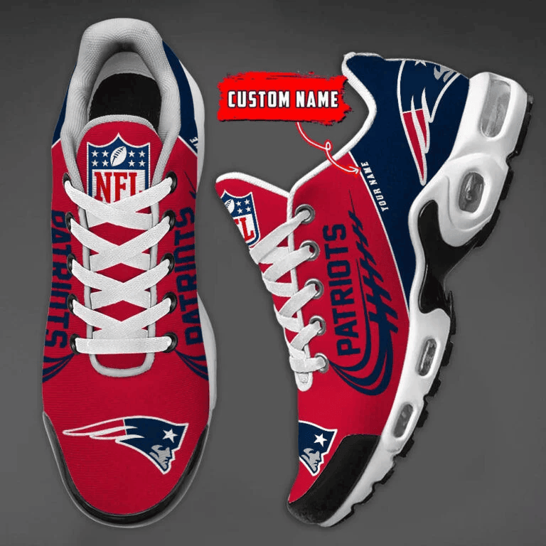 New England Patriots Custom Name Air Max Shoes Sneakers For Men And Women - Blue/Red