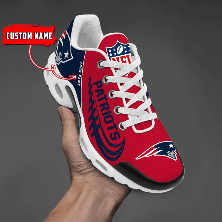 New England Patriots Custom Name Air Max Shoes Sneakers For Men And Women - Blue/Red