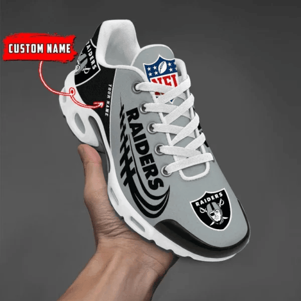 Las Vegas Raiders Custom Name Air Max Shoes Sneakers For Men And Women - Black/Silver