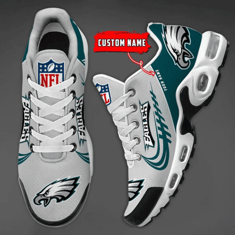 Philadelphia Eagles Custom Name Air Max Shoes Sneakers For Men And Women - Green/Silver
