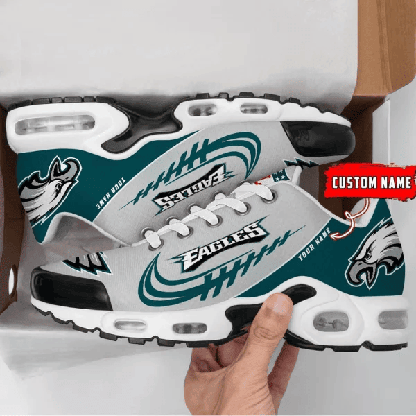 Philadelphia Eagles Custom Name Air Max Shoes Sneakers For Men And Women - Green/Silver