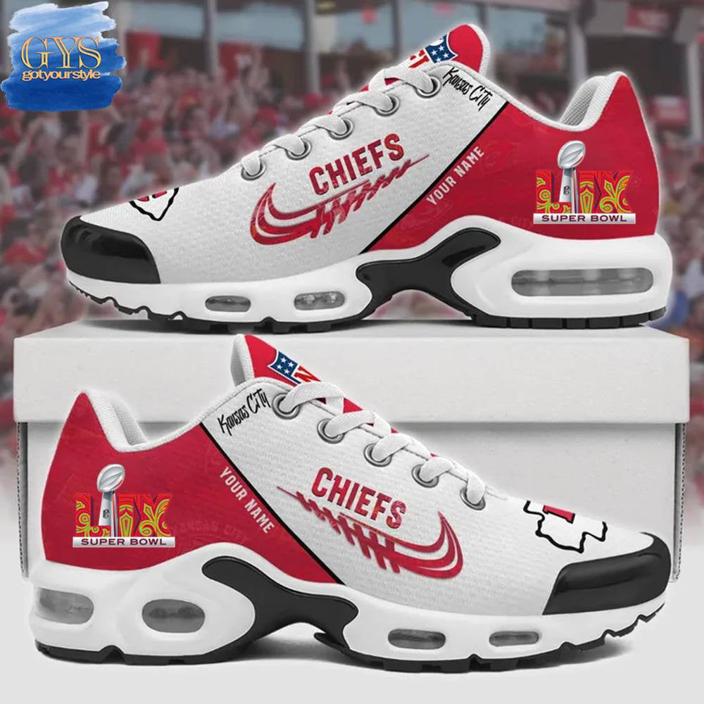 Kansas City Chiefs Super Bowl LIX Limited Edition Custom Name Air Max Shoes Sneakers For Men And Women - White