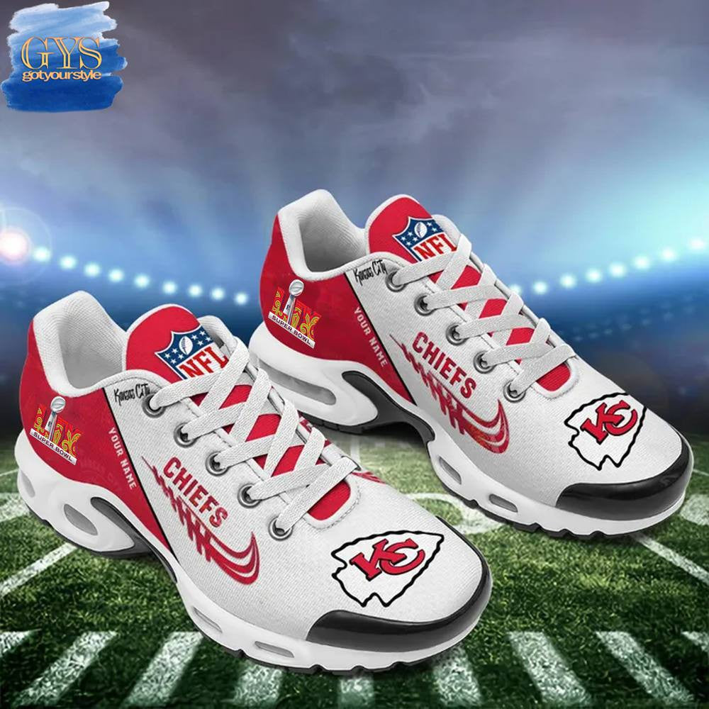 Kansas City Chiefs Super Bowl LIX Limited Edition Custom Name Air Max Shoes Sneakers For Men And Women - White