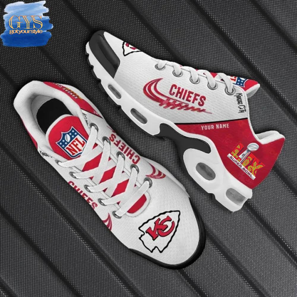 Kansas City Chiefs Super Bowl LIX Limited Edition Custom Name Air Max Shoes Sneakers For Men And Women - White
