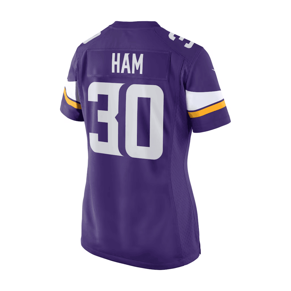 C.J. Ham 30 Minnesota Vikings 2025 Pro Bowl Patch Women Game Jersey - Purple