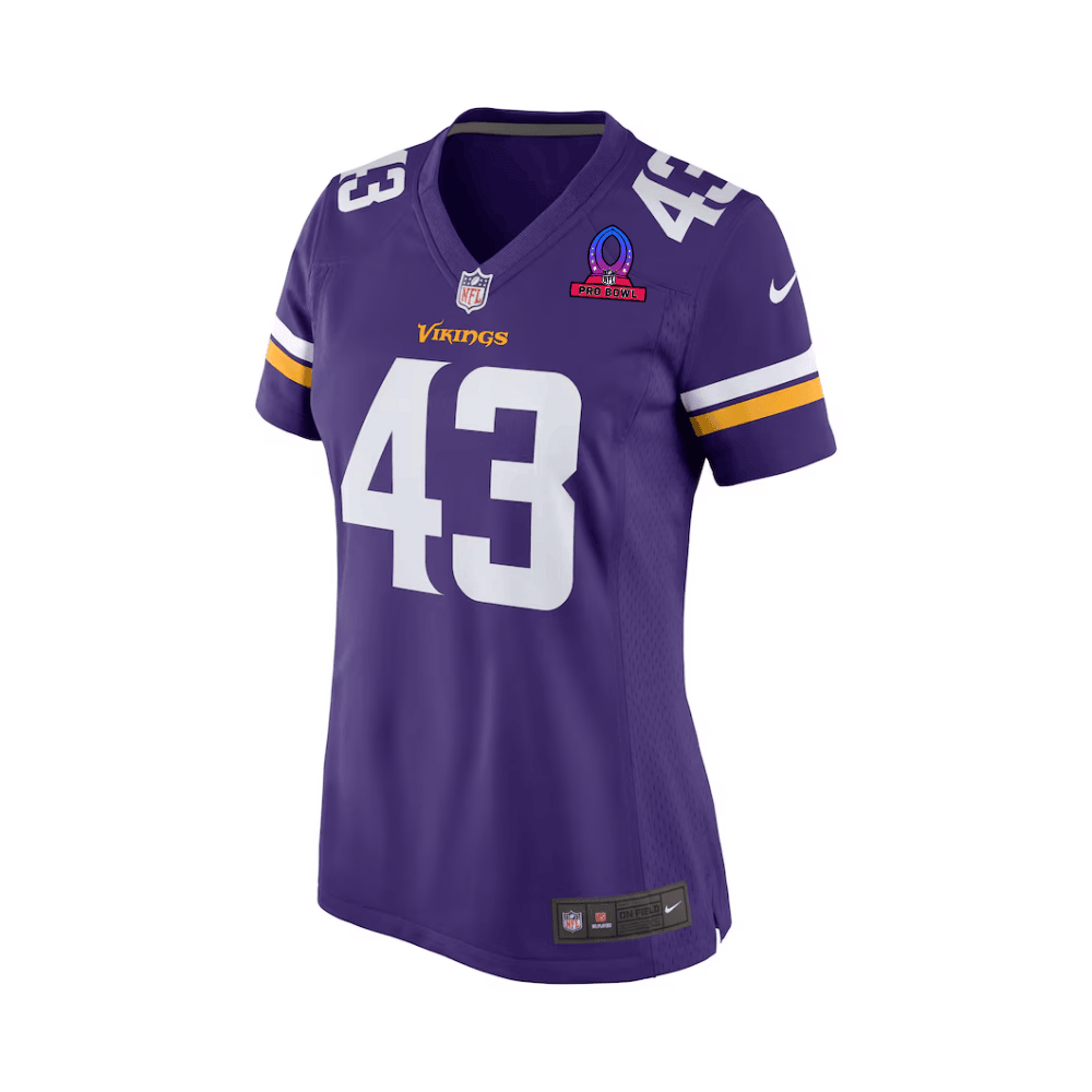 Andrew Van Ginkel 43 Minnesota Vikings 2025 Pro Bowl Patch Women Game Jersey - Purple