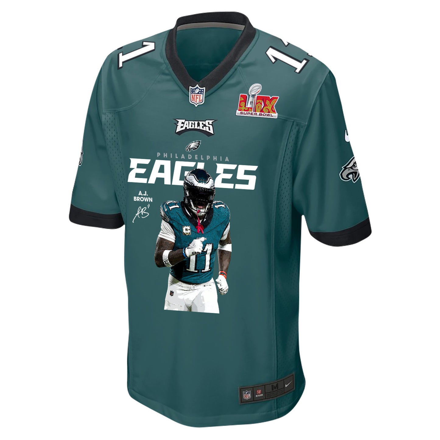 A.J. Brown 11 Philadelphia Eagles 'Brown's Pigskin Prowess' Game Men Jersey - Midnight Green