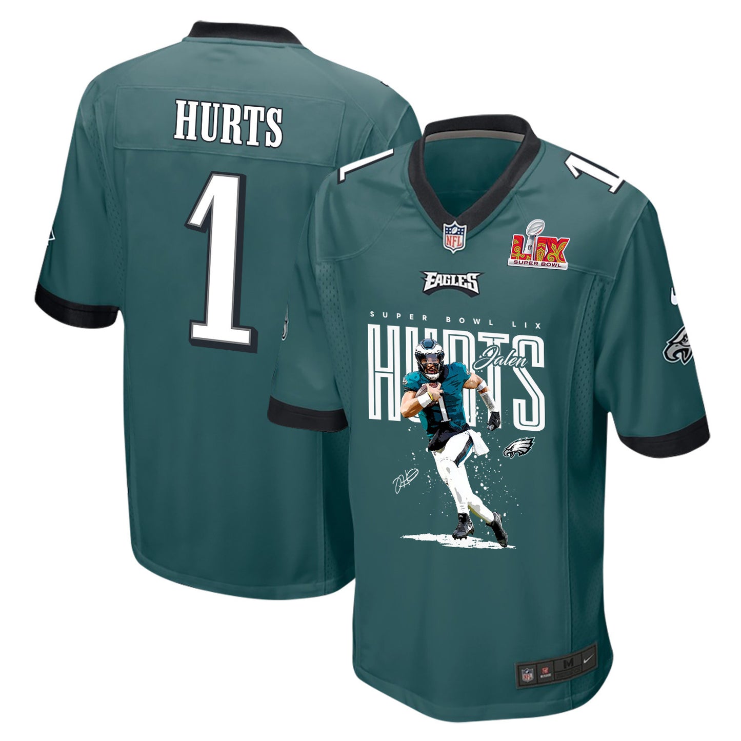 Jalen Hurts 1 Philadelphia Eagles 'Hurtin' For a Title' Game Men Jersey - Midnight Green