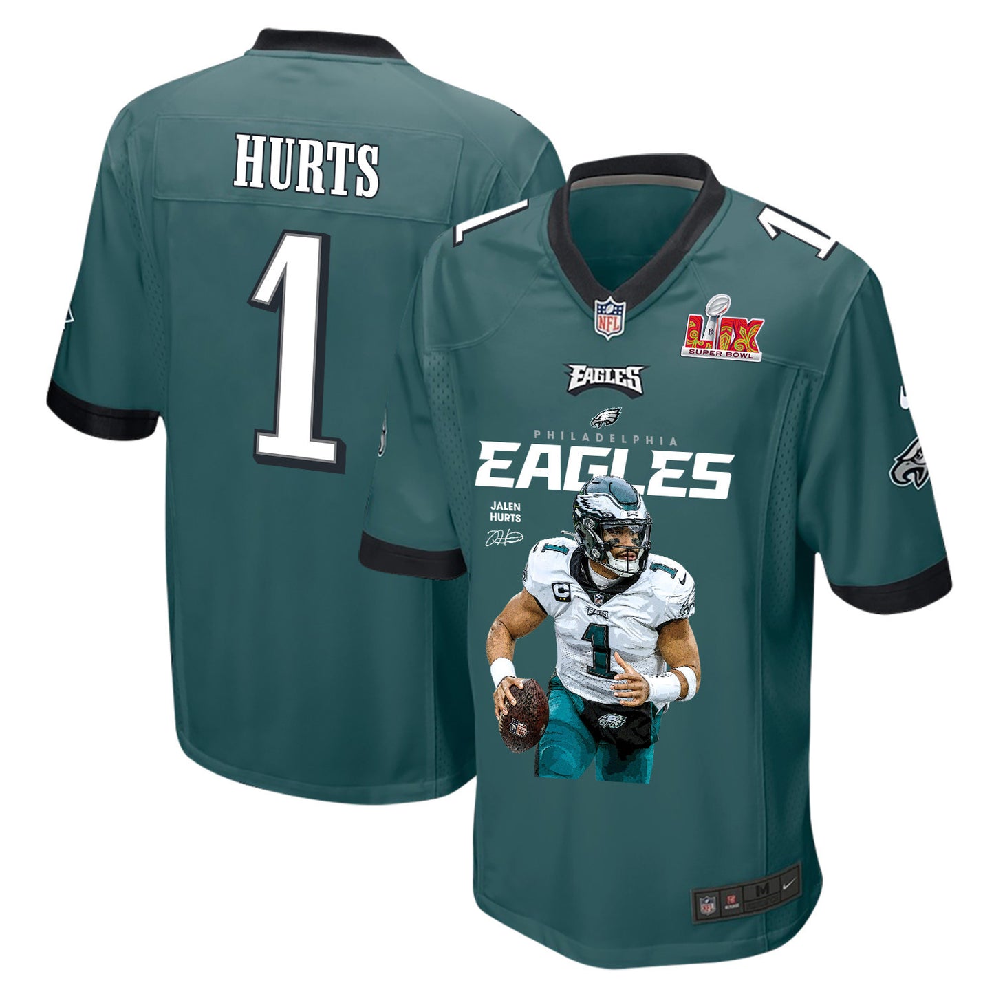 Jalen Hurts 1 Philadelphia Eagles 'The Hurtsbreakers' Game Men Jersey - Midnight Green