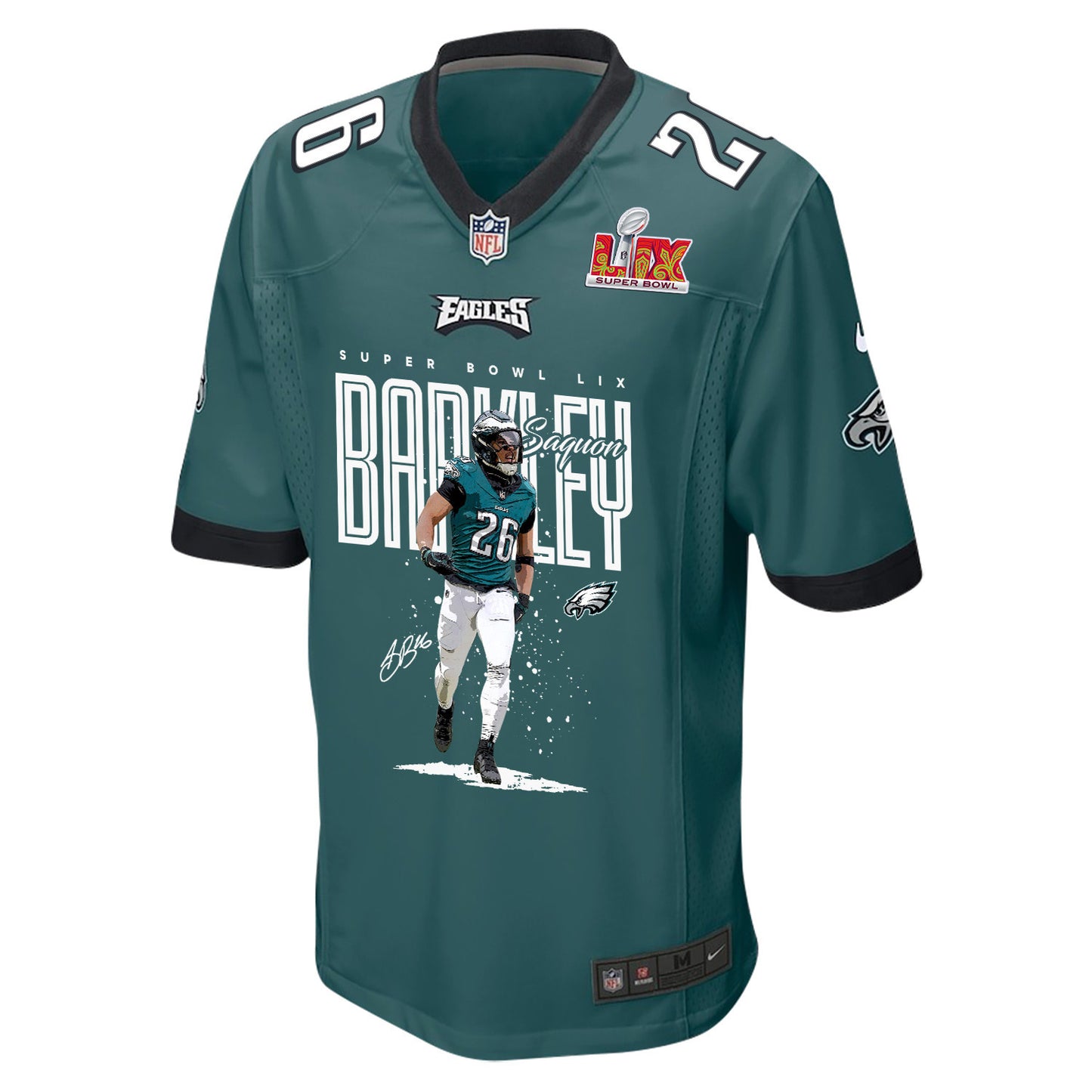 Saquon Barkley 26 Philadelphia Eagles 'Goodness Saquon' Game Men Jersey - Midnight Green
