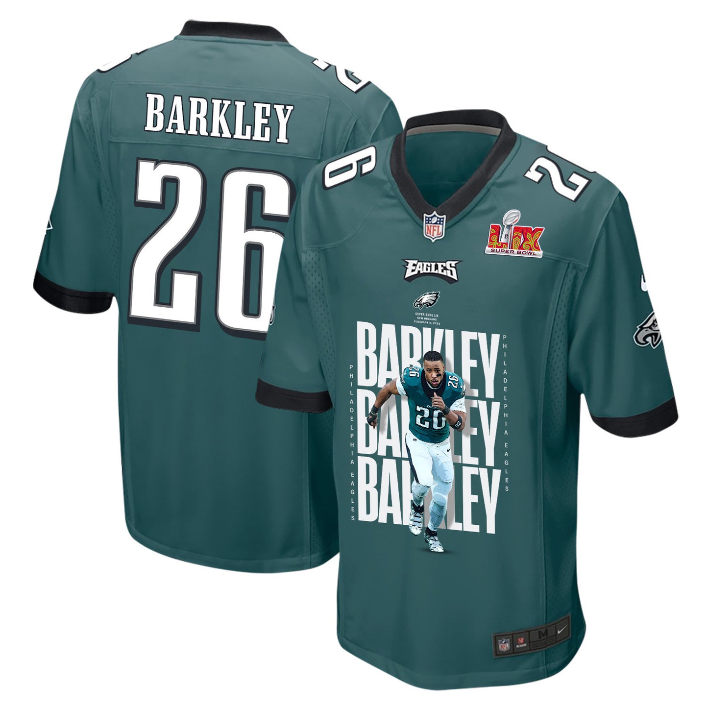 Saquon Barkley 26 Philadelphia Eagles 'Saquontum Leap' Game Men Jersey - Midnight Green