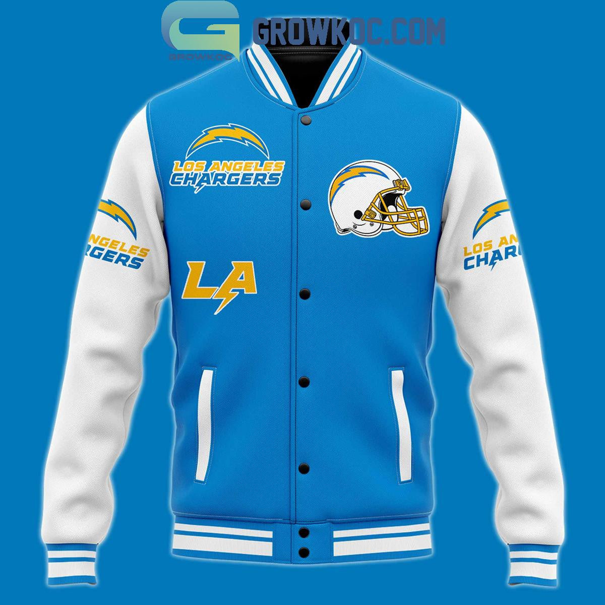 Los Angeles Chargers Jim Harbaugh Est 1960 Nineteen 2024 Baseball Jacket - All Over Printed - Blue - All-Over-Printed Jacket