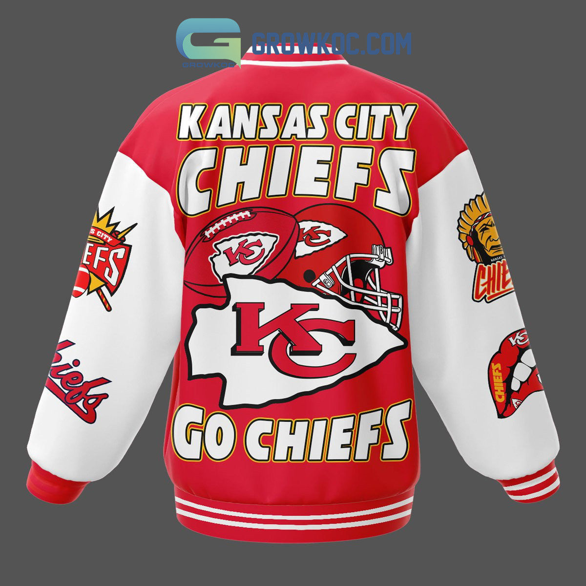 Kansas City Chiefs Go Chiefs Fan Love Baseball Jacket - All Over Printed - Red - All-Over-Printed Jacket