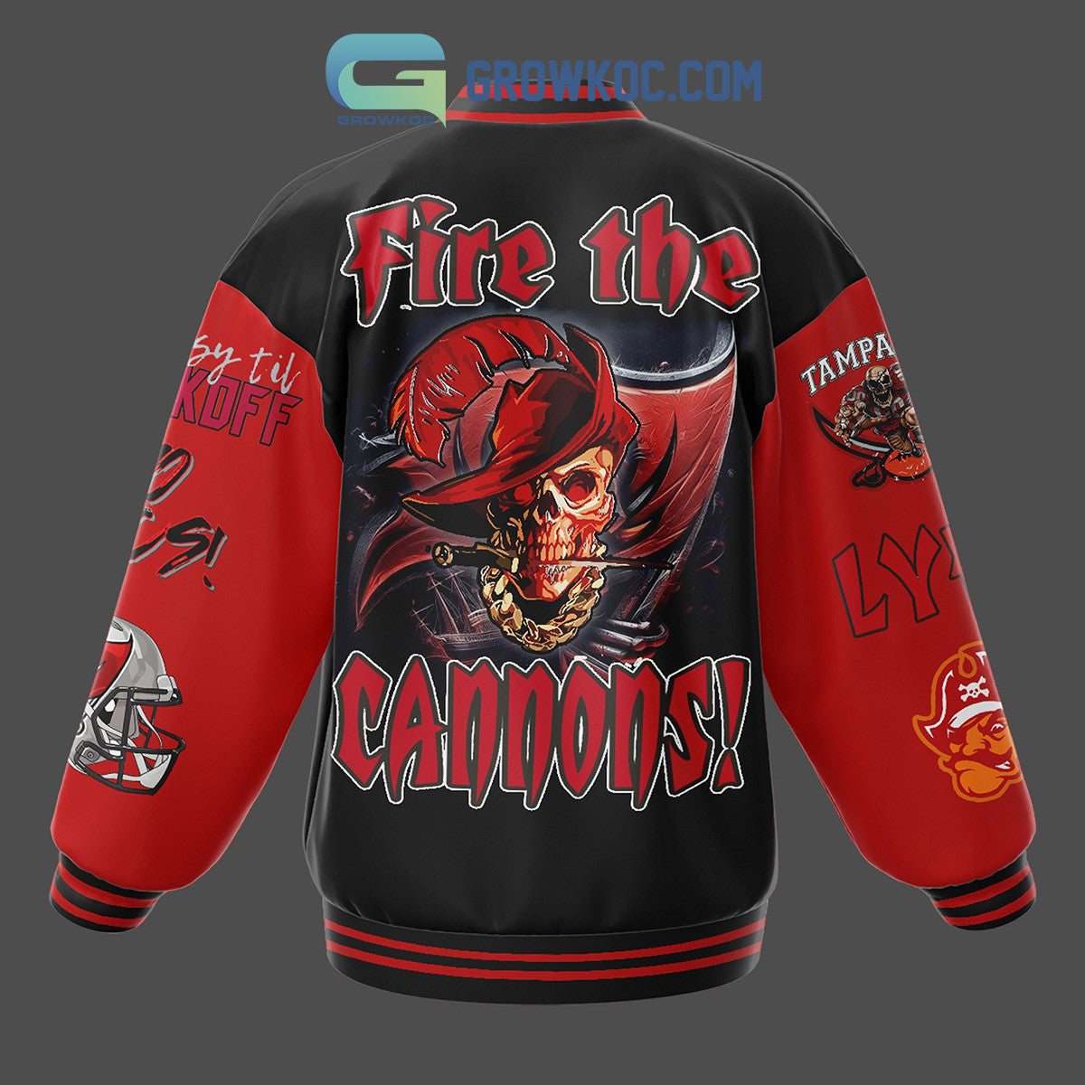 Tampa Bay Buccaneers Fire The Cannons Basketball Baseball Jacket - All Over Printed - Black - All-Over-Printed Jacket