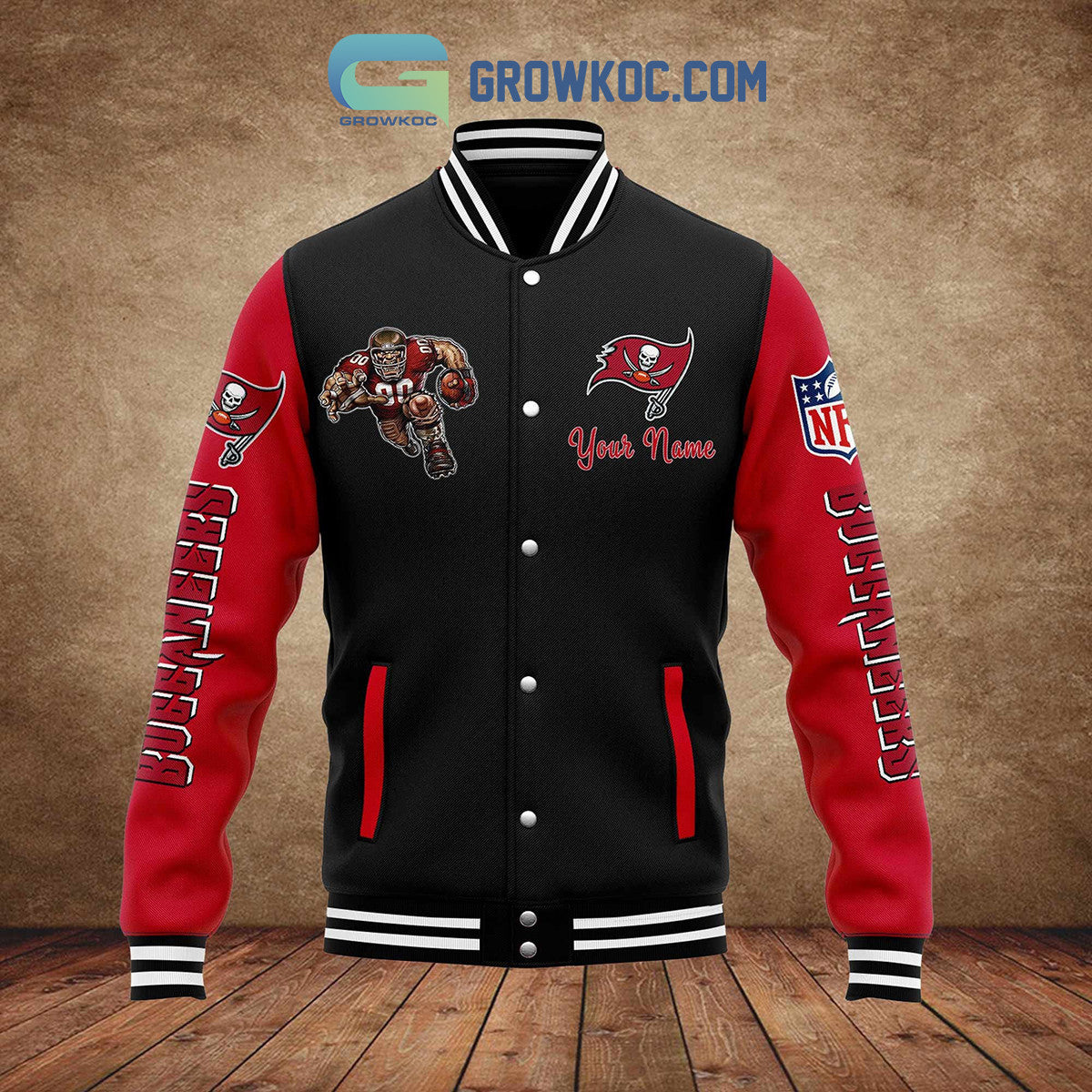 Tampa Bay Buccaneers All I Need Is Football Friends And Family Custom Name Baseball Jacket - All Over Printed - Black - All-Over-Printed Jacket