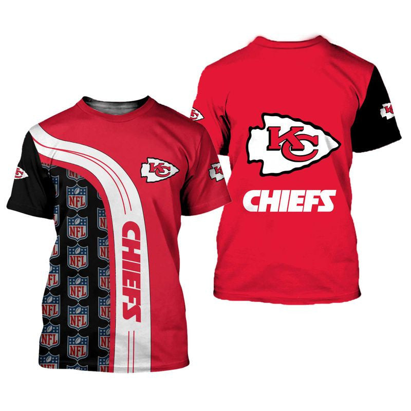 Kansas City Chiefs Retro Striped All Over Printed T-Shirt - Red