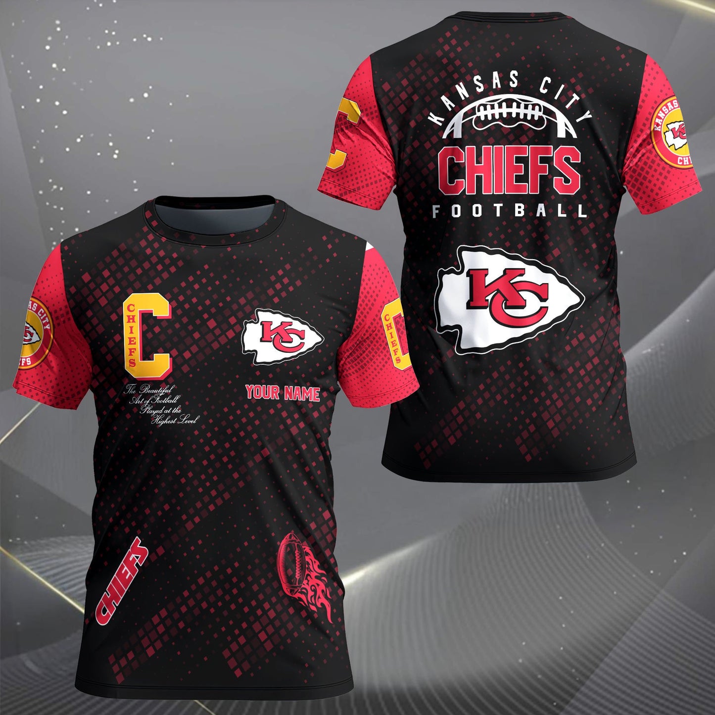 Kansas City Chiefs Ultimate Fan Gear All Over Printed T-Shirt - Black