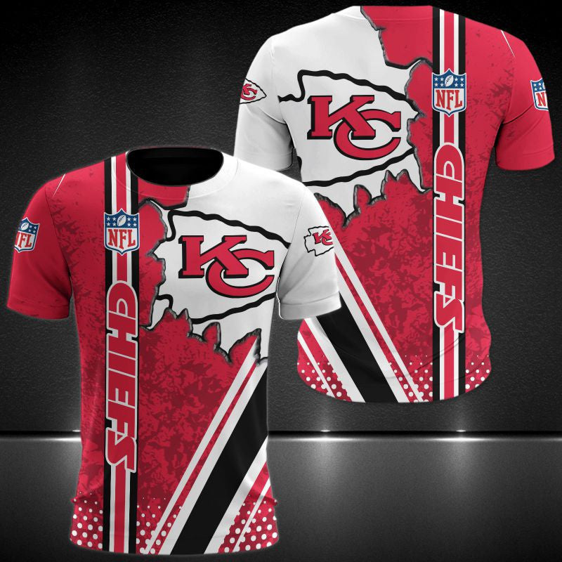 Kansas City Chiefs Bold Streak All Over Printed T-Shirt - Red