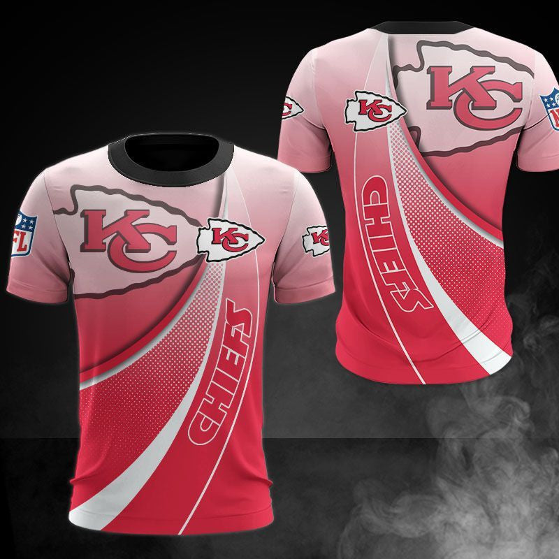Kansas City Chiefs Gradient Curve All Over Printed T-Shirt - Red