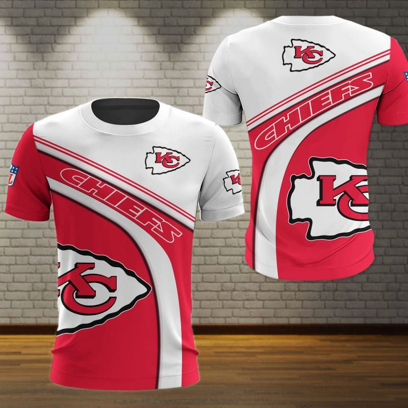 Kansas City Chiefs Classic Stripe All Over Printed T-Shirt - Red