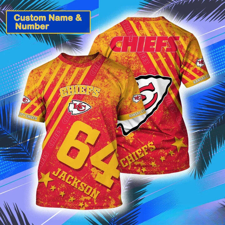 Kansas City Chiefs Victory Blaze Custom Name & Number All Over Printed T-Shirt - Red