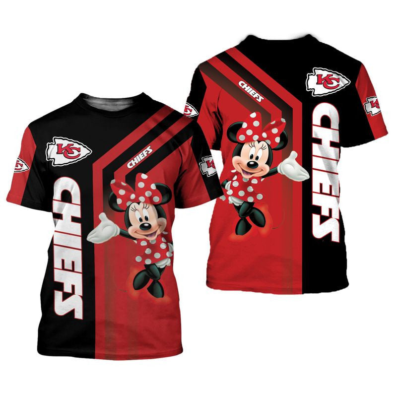 Kansas City Chiefs With Minnie Limited Edition All Over Printed T-Shirt - Red