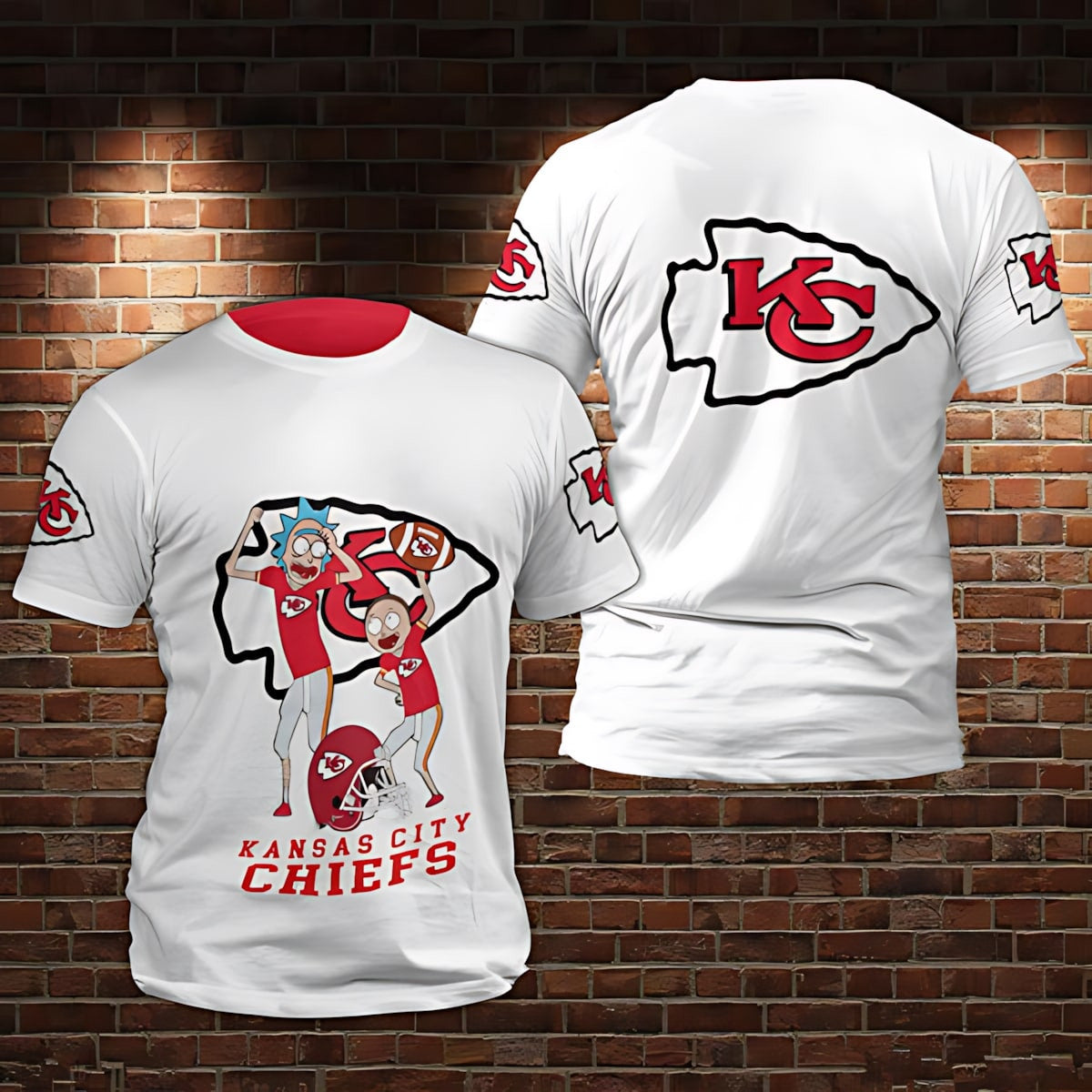 Kansas City Chiefs Animated Fan All Over Printed T-Shirt - White
