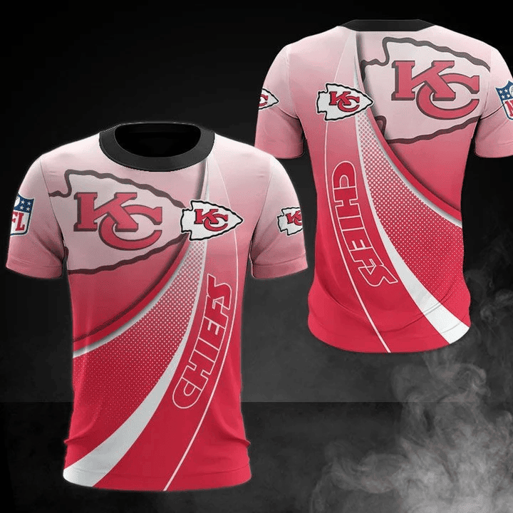 Kansas City Chiefs Light Red All Over Printed T-Shirt - Red