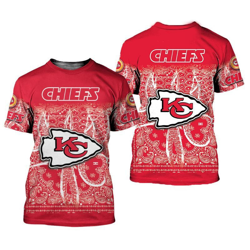 Kansas City Chiefs Limited Edition Bandana Pattern All Over Printed T-Shirt - Red