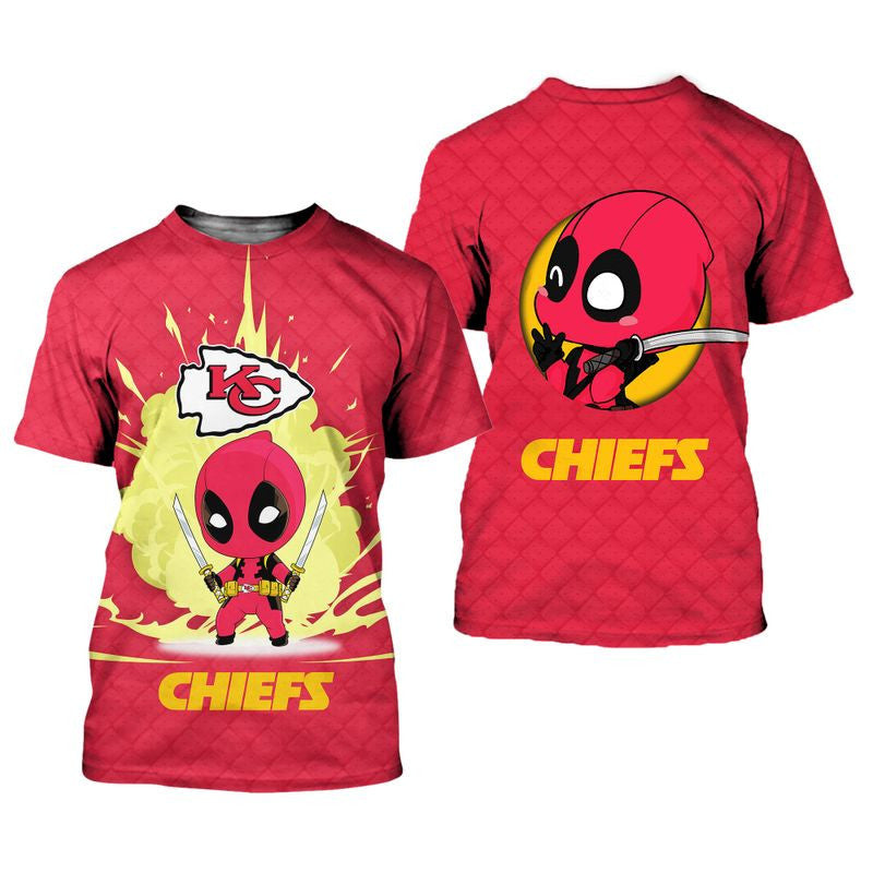 Kansas City Chiefs Deadpool Limited Edition All Over Printed T-Shirt - Red