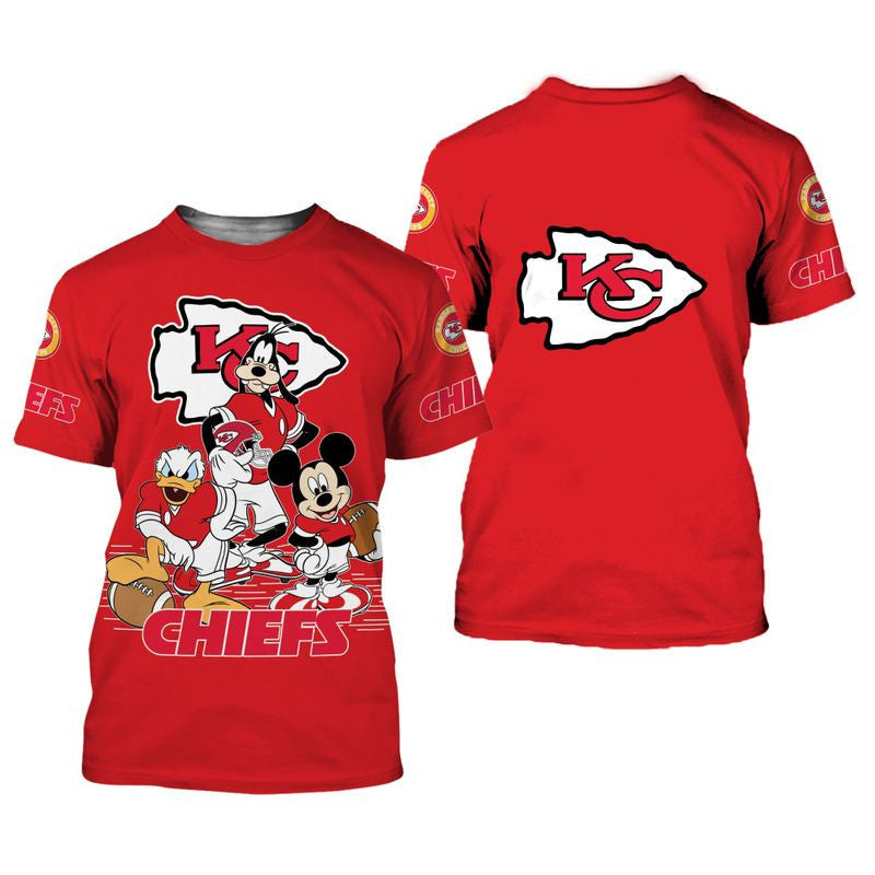 Kansas City Chiefs Mickey Mouse Limited Edition All Over Printed T-Shirt - Red
