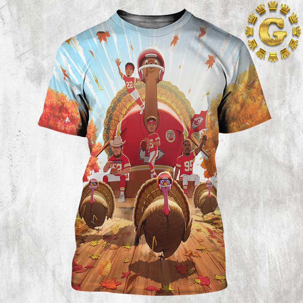Kansas City Chiefs Happy Thanksgiving Chiefs Kingdom All Over Printed T-Shirt
