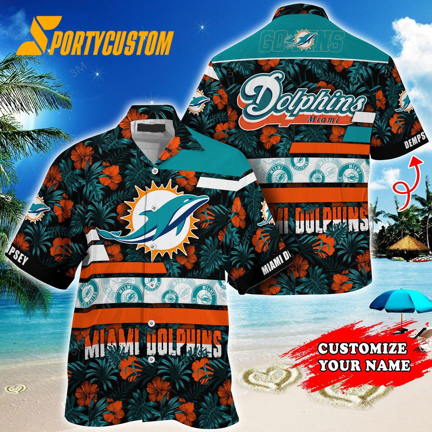 Miami Dolphins Flower Summer Limited Custom Name Hawaiian Shirt
